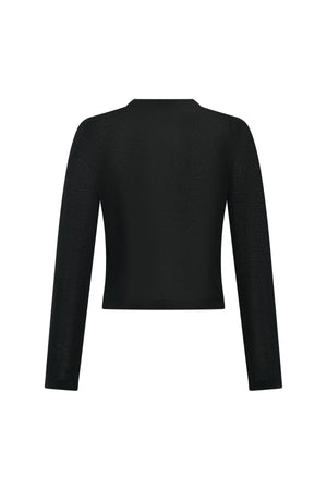 Black Rita knit cardigan with long sleeves and a relaxed fit, displayed on a plain white background.
