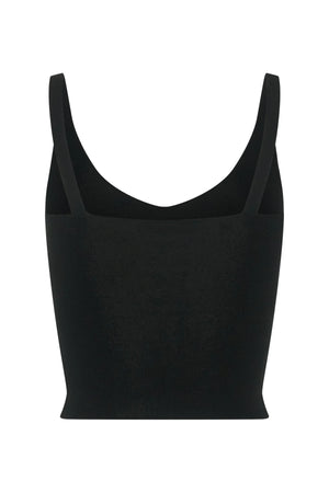 Black Rita Knit Top with long sleeves and a relaxed fit, made from soft, ribbed fabric.