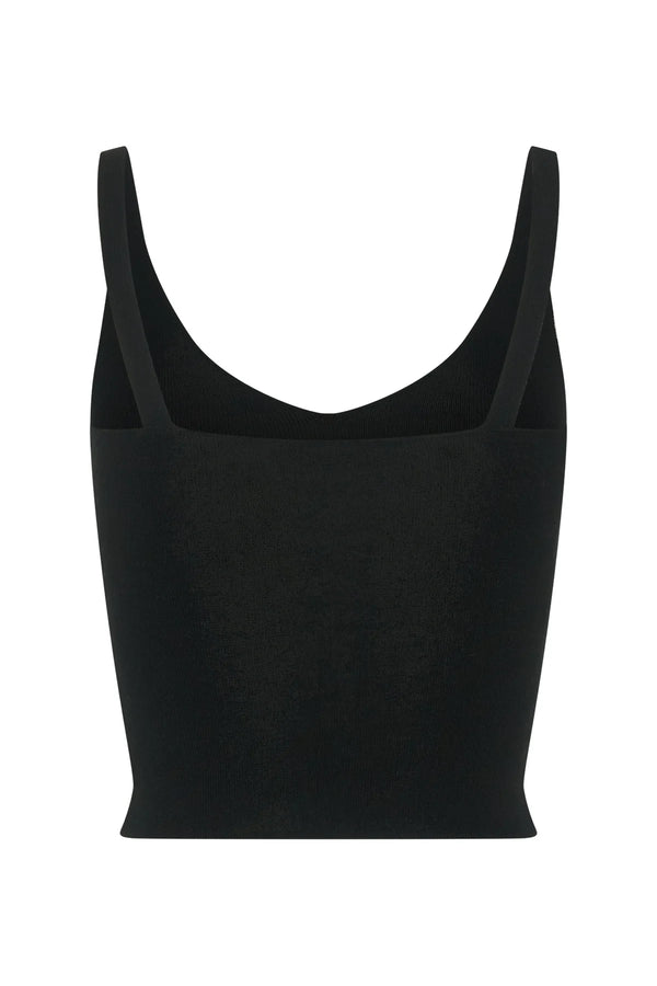 Black Rita Knit Top with long sleeves and a relaxed fit, made from soft, ribbed fabric.