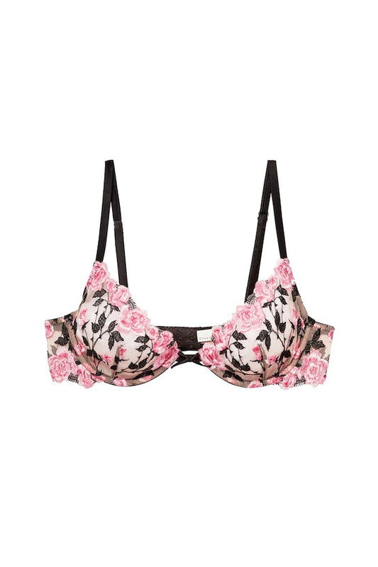 Fleur Du Mal | Roses and Thorns Demi Bra Black | Girls With Gems