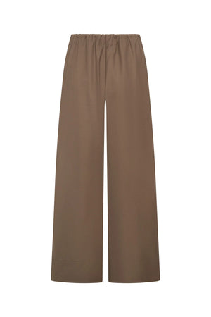 Taupe-colored Zoe Relaxed Suit Pant with a straight-leg fit and tailored waistband.