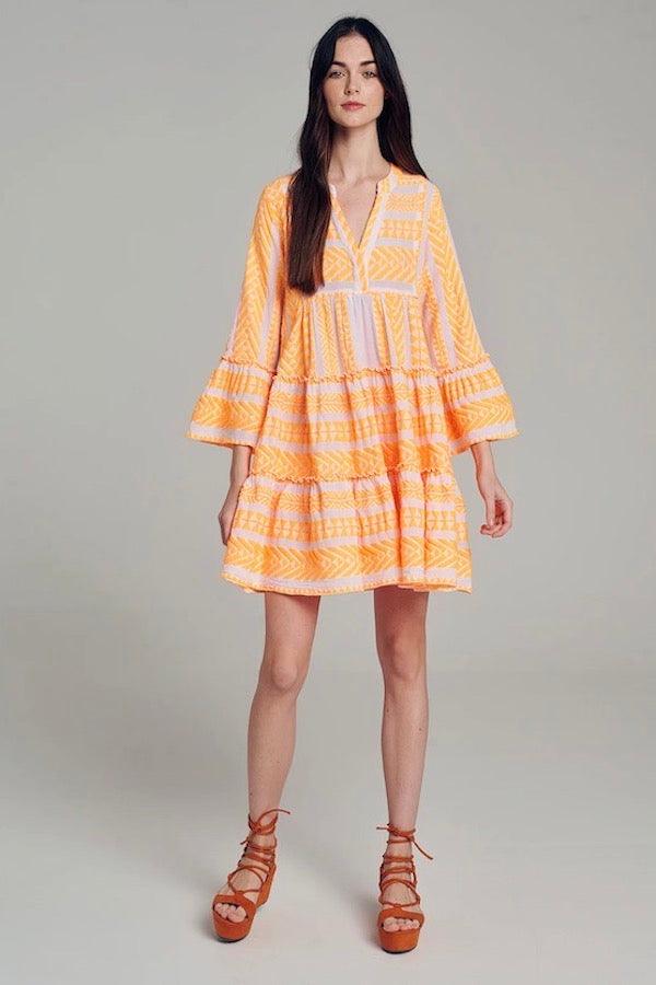 Ella Mini Neon Dress Orange-Lime/Off White 319 - Devotion