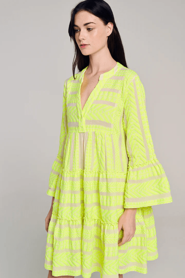 Ella Mini Neon Dress Lime/Off White 319 - Devotion