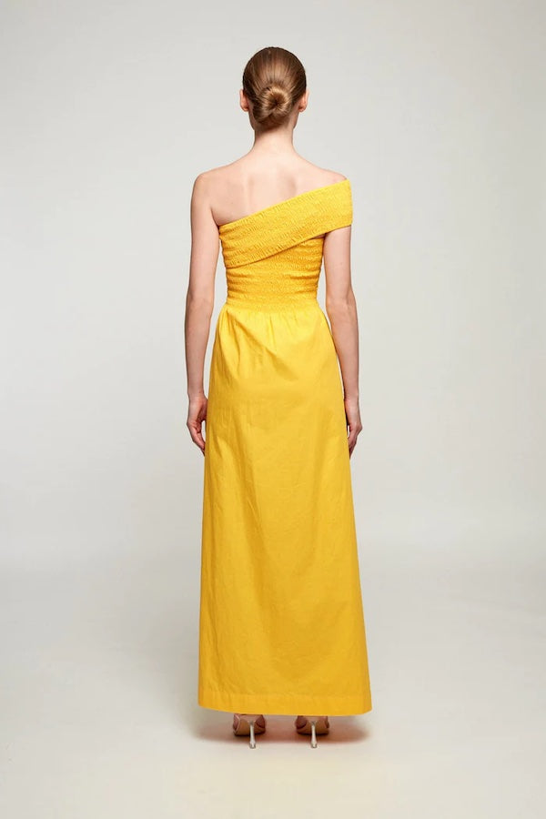 S/W/F Boutique | Spanish Sun One Shoulder Shirred Maxi | Girls with Gems 