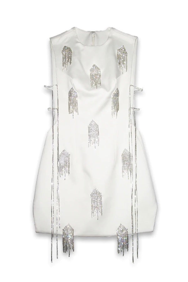 Kourh | Onirique Crystal Mini Dress Ivory | Girls With Gems