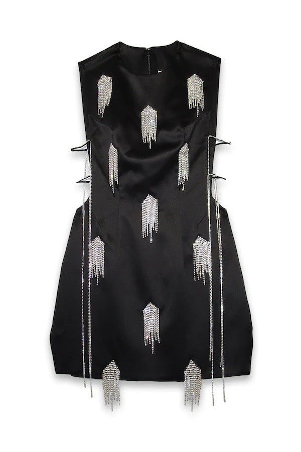 Kourh | Onirique Crystal Mini Dress Black | Girls With Gems