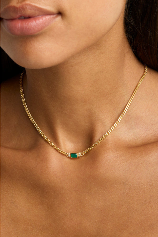 By Charlotte | Gold Strength Within Green Onyx Curb Chocker | Girls with Gems