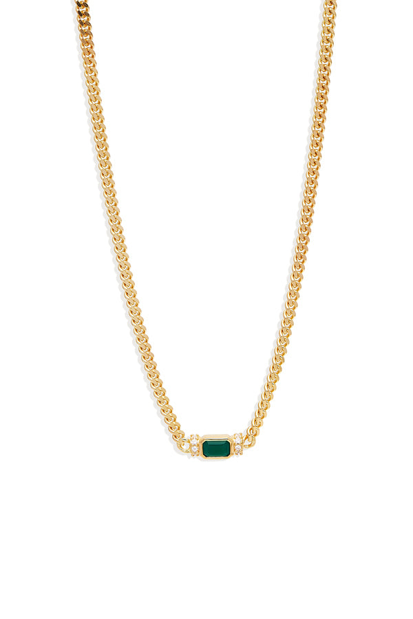 By Charlotte | Gold Strength Within Green Onyx Curb Chocker | Girls with Gems