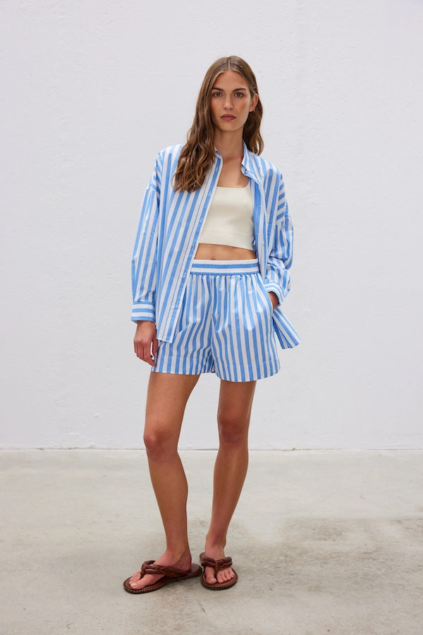 LMND | The Chiara Short Tranquil Blue/Off White | Girls With Gems