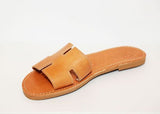 Everyday Leather Slides Tan by Girls With Gems, handmade leather slides, perfect for casual summer everyday styling