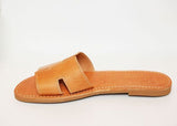 Everyday Leather Slides Tan by Girls With Gems, handmade leather slides, perfect for casual summer everyday styling