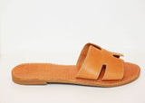 Everyday Leather Slides Tan by Girls With Gems, handmade leather slides, perfect for casual summer everyday styling
