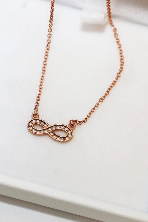 9ct Rose Gold Infinity Necklace - Al&#39;oro