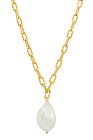 Chi Necklace by Amber Sceats, a trendy, timeless piece featuring a 24k gold-plated chain and unique freshwater pearl, perfect for elevating any look.