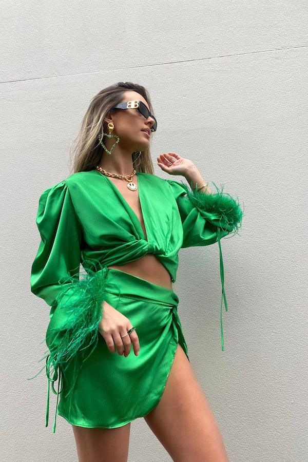 Tulum Mini Skirt Green - Khirzad Femme