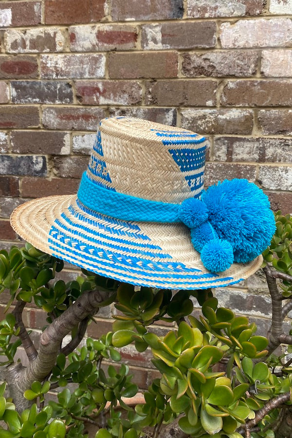 Symi Soul | Handwoven Hat Blue/Neutral | Girls with Gems