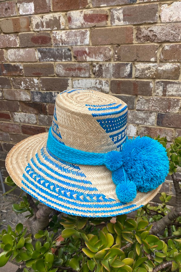 Symi Soul | Handwoven Hat Blue/Neutral | Girls with Gems