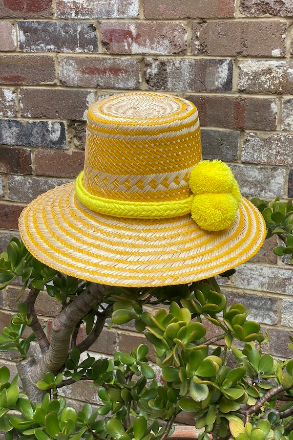 Symi Soul | Handwoven Hat Yellow | Girls with Gems