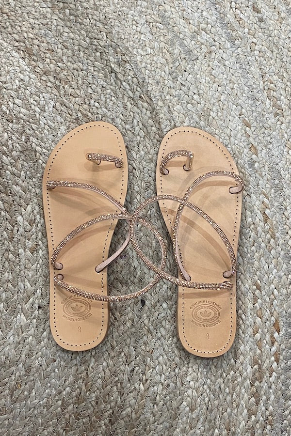 By Girls With Gems | Diamonte Strappy Sandal Tan | Girls With Gems