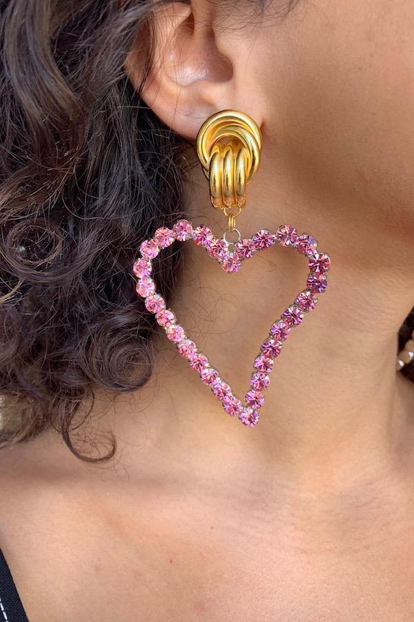 All Of My Heart Earrings Baby Pink Stone - Mayol