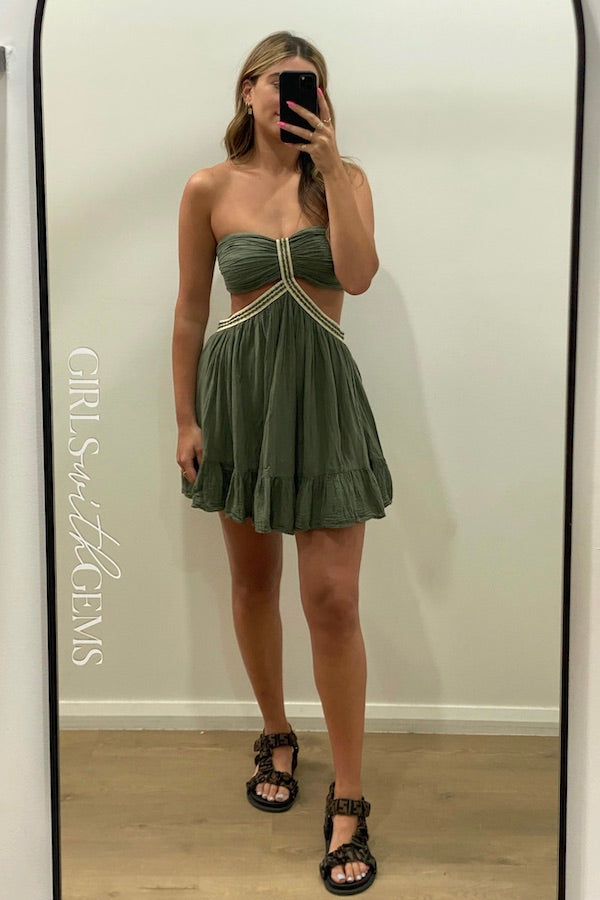 D&#39;Artemide | Chloe Mini Dress Khaki | Girls With Gems