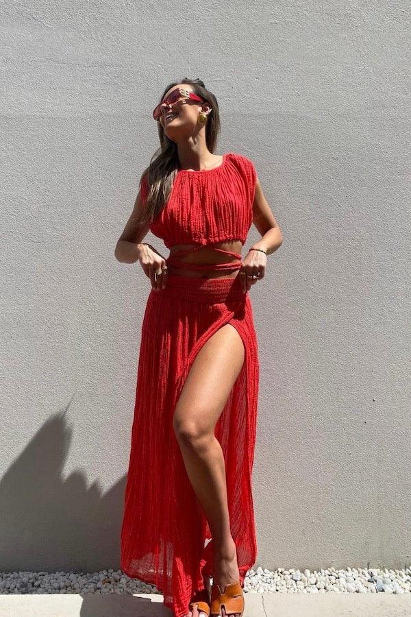 Calypso Skirt Red/Gold - D&#39;Artemide
