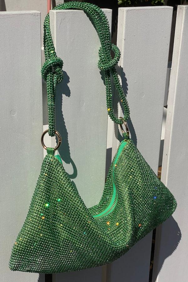 Diamonte Mesh Bag Green - By Girls With Gems