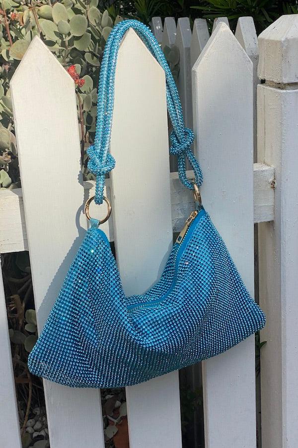 Diamonte Mesh Bag Blue - By Girls With Gems
