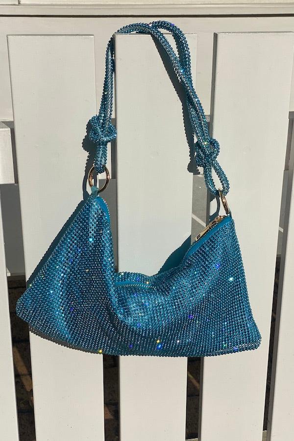 Diamonte Mesh Bag Blue - By Girls With Gems