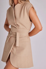 Odd Muse | Ultimate Muse Sleeveless Dress With Additional Belts Camel | Girls With Gems