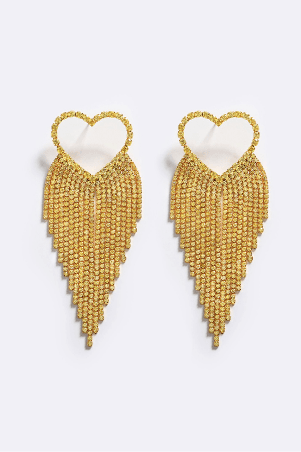 Sparkling Heart Earrings Gold - Emma Pills