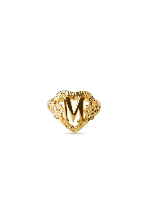 The Cutout Flower Heart Letter Ring Size 7 - The M Jewelers