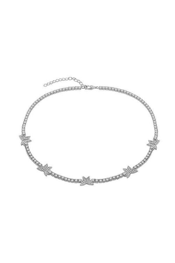 The Pave' Butterfly Collar Necklace Silver - The M Jewelers