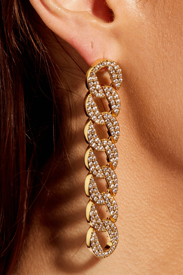 Chain Link Earrings Gold - Emma Pills