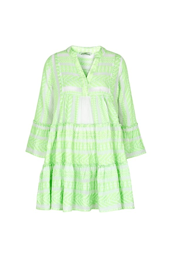 Ella Neon Midi Dress Green Lime/Off White 370 - Devotion