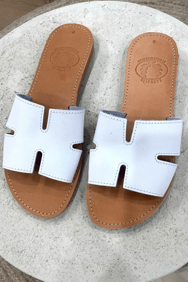 H Sandals White - By Girls WIth Gems