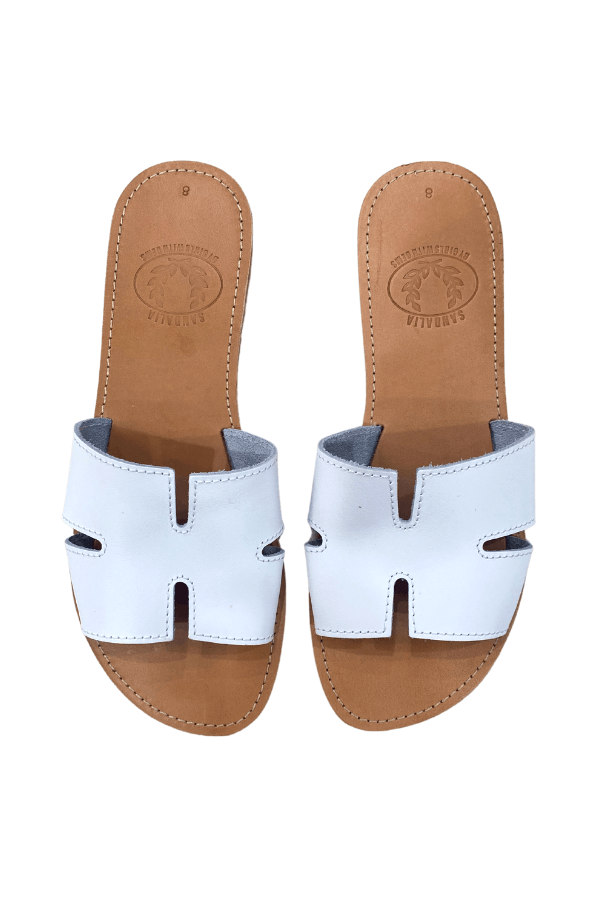 H Sandals White - By Girls WIth Gems