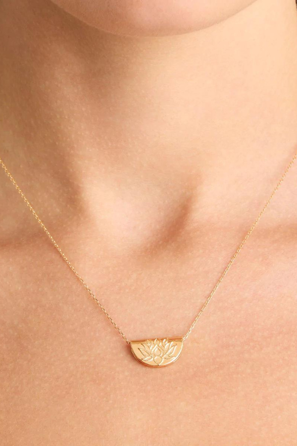 By Charlotte | Gold Lucky Lotus Necklace | Girls with Gems