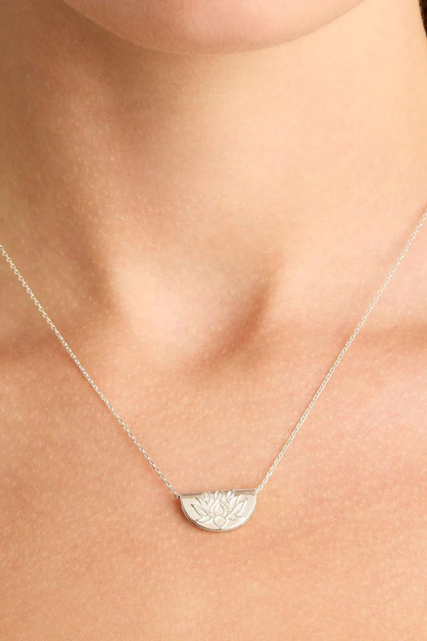 By Charlotte | Silver Lotus Short Necklace | Girls with Gems