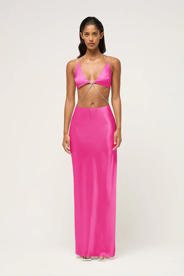 Michael Lo Sordo | Exclusive Nomi Crystal Halter Dress Pink | Girls With Gems
