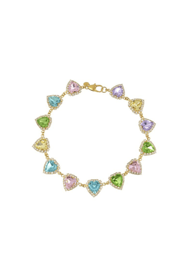 Vivian Necklace Pastel N40 by Mayol, gold plated necklace with Swarovski crystal heart. Perfect for playful styling or gifting.