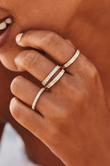 Sterling Silver Stardust Ring by By Charlotte, silver ring with CZ crystals and textured finish. Perfect for stacking or everyday styling.