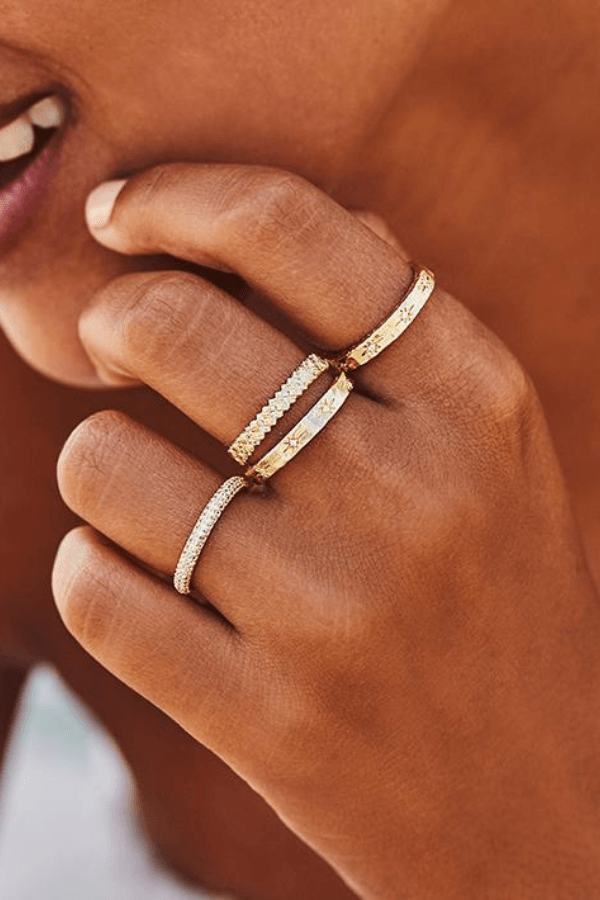 Sterling Silver Stardust Ring by By Charlotte, silver ring with CZ crystals and textured finish. Perfect for stacking or everyday styling.
