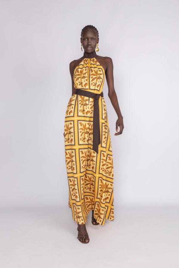 Tiled Hanson Palm Full Length Dress - Sunset Lover