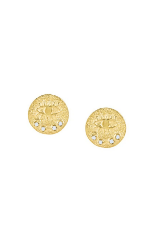 Kressida Small Pin Earrings Clear Stones - Hermina Athens