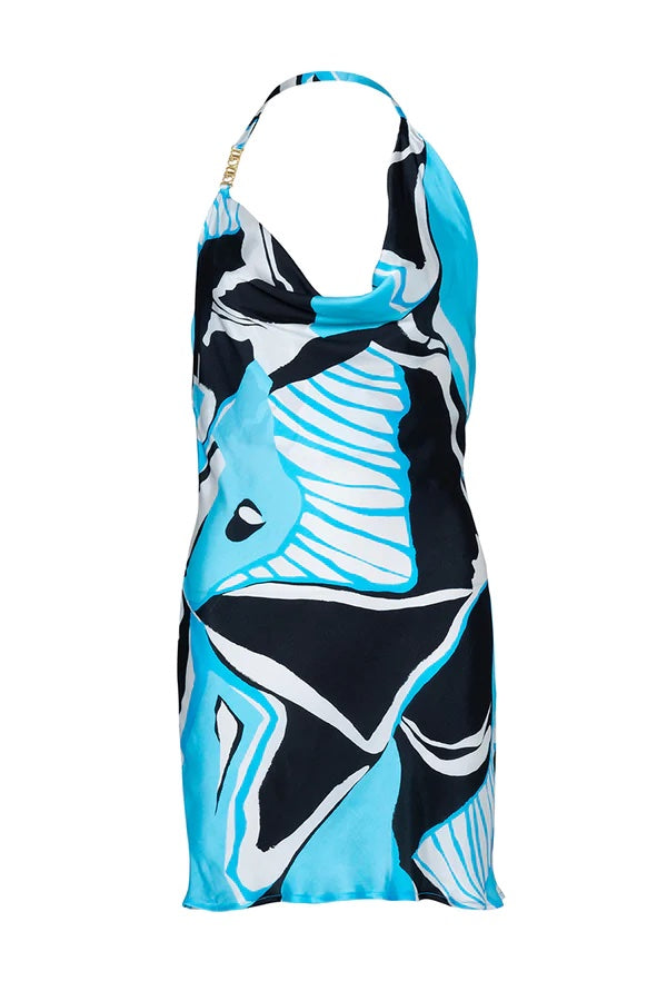 Cin Cin Swim | Grenada Cowl Neck Mini Dress Artifice Aqua | Girls with Gems