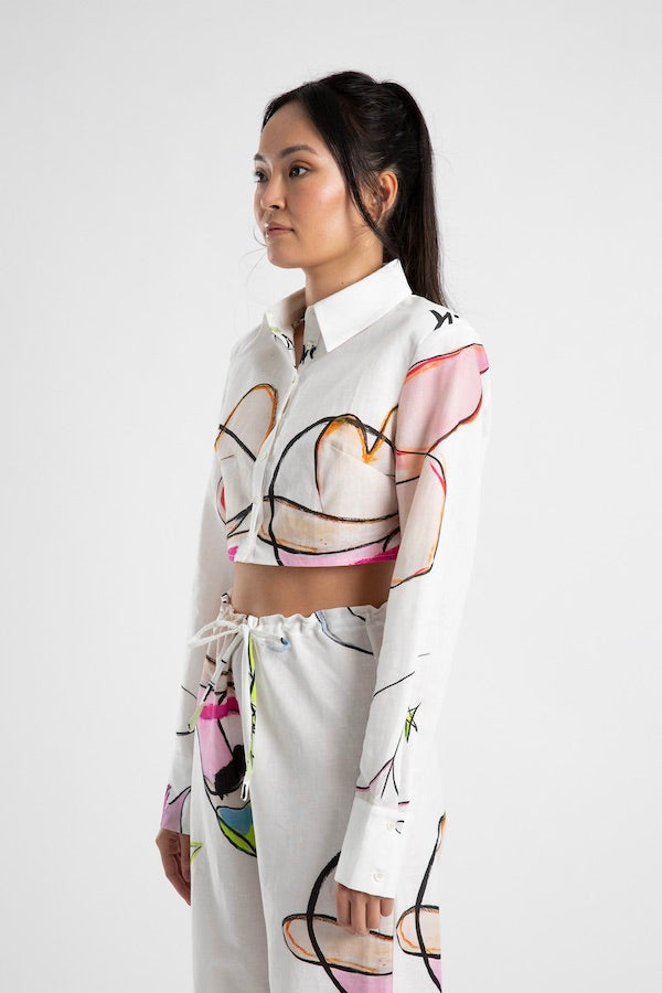 Summi Summi |Cropped Structured Shirt Cowboi Print | Girls with Gems